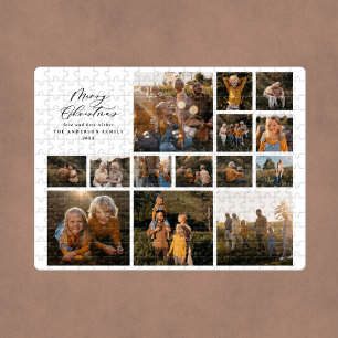 Kerstmis moderne minimale fotocollage cadeau uniek legpuzzel