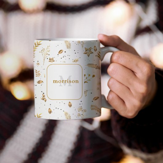 Kerstmis Moderne Winter Vakantie Gouden Boog Monog Koffiemok