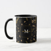 Kerstmis Moderne Winter Vakantie Gouden Boog Monog Mok (Links)