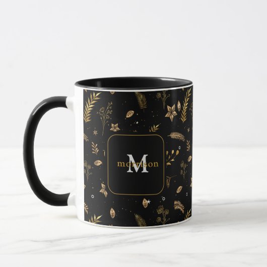 Kerstmis Moderne Winter Vakantie Gouden Boog Monog Mok (Links)
