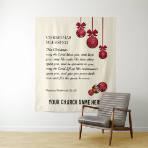Kerstmis MOGE DE HEER U ZEGENEN Kerk Wandkleed