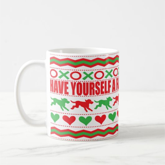 Kerstmis Mok 11 oz. "Best Dog Kerstmis Mok" (Links)
