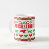 Kerstmis Mok 11 oz. "Cat Dog Mok Furry kerst" (Voorkant links)