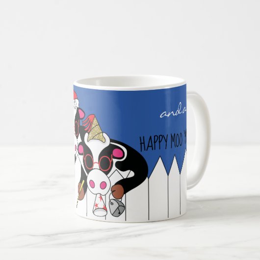 Kerstmis Mok 11 oz. "Happy Moo Year" (Voorkant rechts)