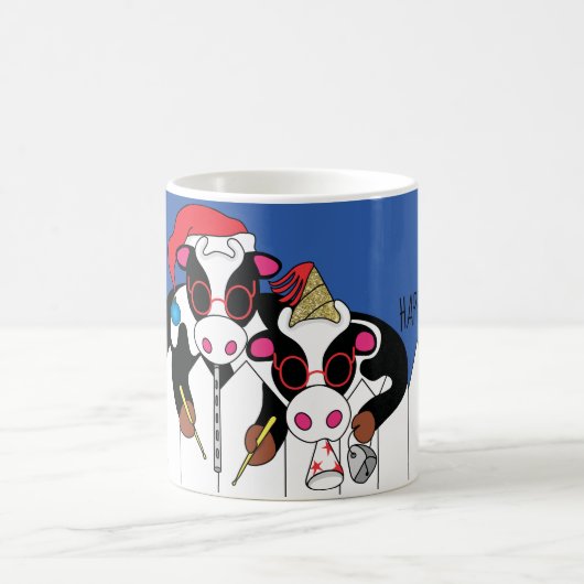 Kerstmis Mok 11 oz. "Happy Moo Year" (Center)