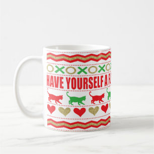 Kerstmis Mok 11 oz. "Kat Mok Furry kerst"