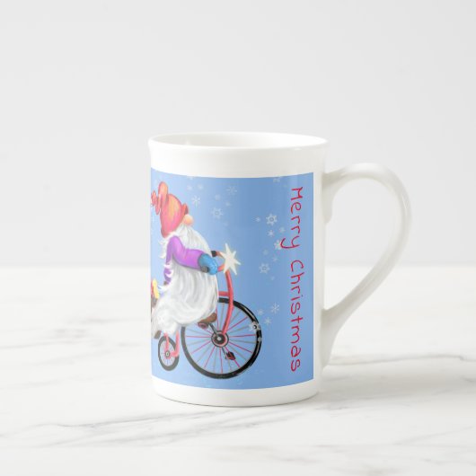 Kerstmis Mok Gift Gnome met Bike (Rechts)