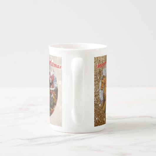 Kerstmis, Mok, Kerstman, prettige kerst Porselein Kop (Achterkant)