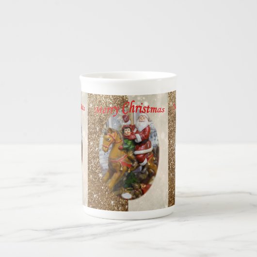 Kerstmis, Mok, Kerstman, prettige kerst Porselein Kop (Voorkant)