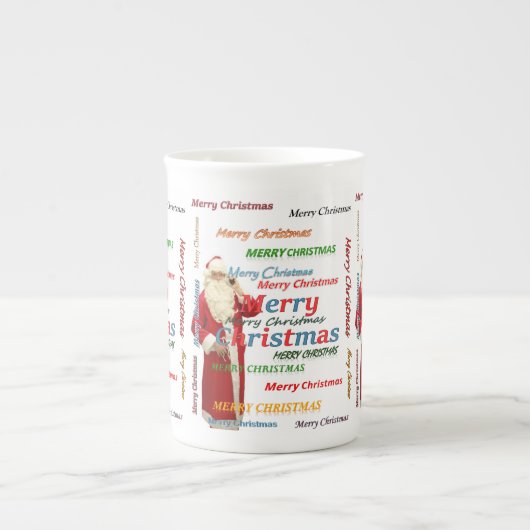 Kerstmis, Mok, Kerstman, prettige kerst Porselein Kop (Voorkant)