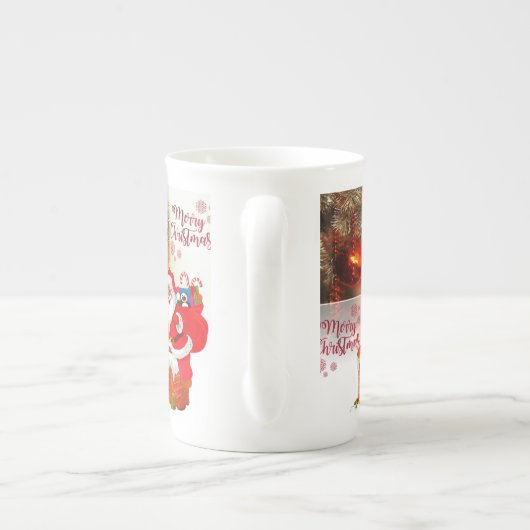 Kerstmis, Mok, Kerstman, prettige kerst Porselein Kop (Achterkant)