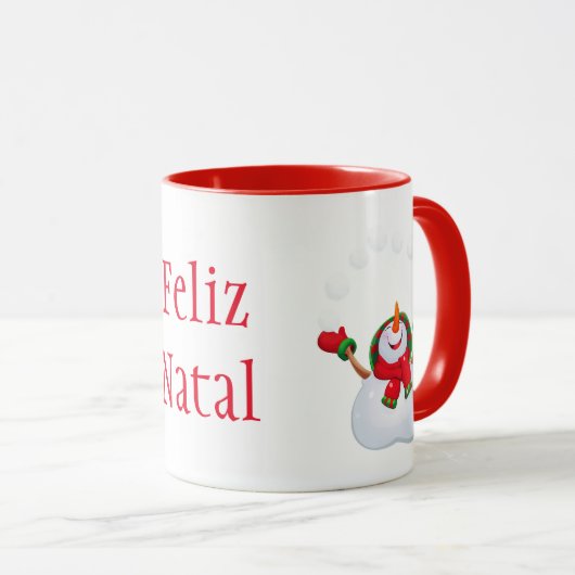 Kerstmis Mok-Snowman-Feliz Natal Mok (Voorkant rechts)