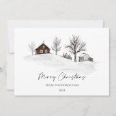 Kerstmis Monochroom Winter Landschap Business Feestdagenkaart (Voorkant)