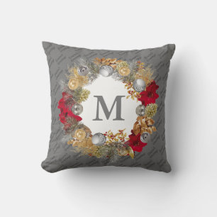 Kerstmis: MONOGRAM Grey Kussen