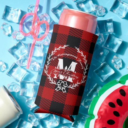 Kerstmis Monogram Krans Buffalo Plaid (Insitu Zomer)
