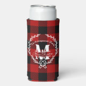 Kerstmis Monogram Krans Buffalo Plaid (Seltzer Voorkant)