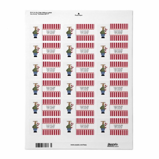 Kerstmis Moose Adres dat de Etiketten van de Verze (Full Sheet)