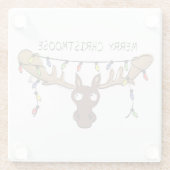 Kerstmis Moose Cute Funny Christmoose Glazen Onderzetter (Achterkant)