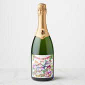 Kerstmis Mousserende Wijn Label Snowman Party Grap Sparkling Wijnetiket (Voorkant)