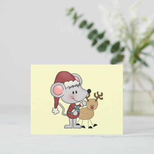 Kerstmis muis en feestdagenkaart (Staand voorkant)