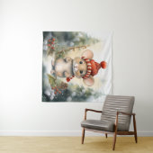 Kerstmis muis wandtapijt wandkleed (In Situ (horizontaal))