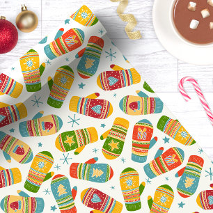 Kerstmis Mutsjes Handschoenen Vakantiepatroon Cadeaupapier