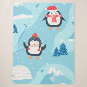 Kerstmis naadloos met pinguïn sherpa deken