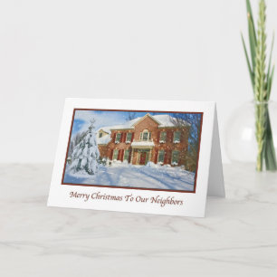 Kerstmis naar buren, sneeuwinternetscène feestdagen kaart