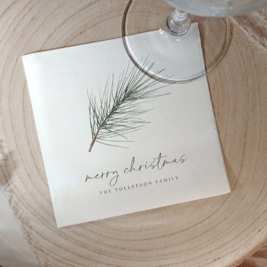 Kerstmis Napkins Holiday Simple Evergreen Branch Servet