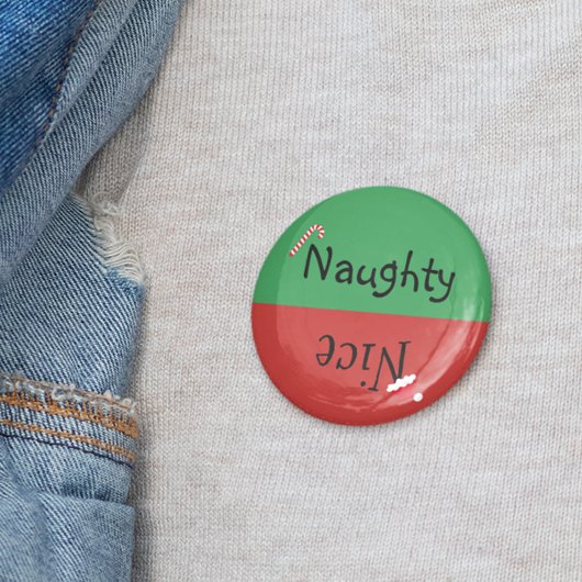Kerstmis Naughty Nice Funny Red Green Ronde Button 4,0 Cm