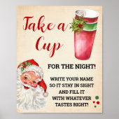 Kerstmis Neem een kopje voor het Nachtbord Poster (Voorkant)