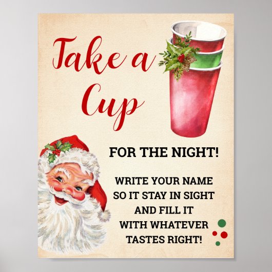 Kerstmis Neem een kopje voor het Nachtbord Poster (Voorkant)