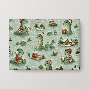 Kerstmis Nessie Loch Ness Monster Gezellig Cryptid Button