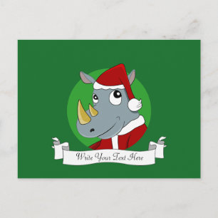 Kerstmis neushoorn cartoon feestdagenkaart