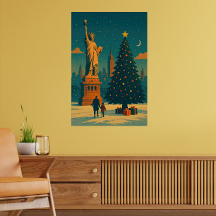 Kerstmis New York – Standbeeld van de Vrijheid Poster