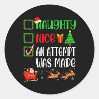 Kerstmis Nice Naughty Er werd een poging gedaan om Ronde Sticker