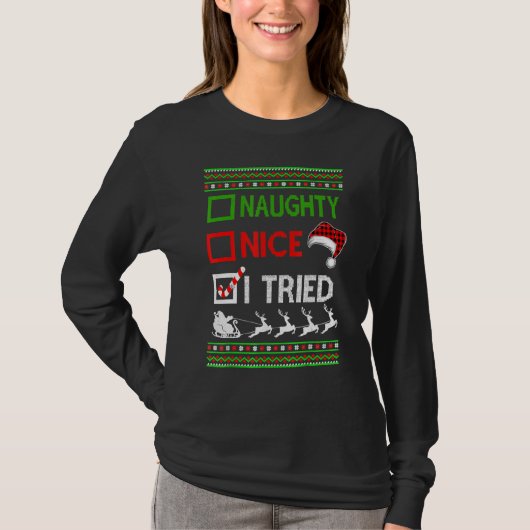 Kerstmis Nice Naughty, ik heb de Ugly Sweater Sant T-shirt (Voorkant)