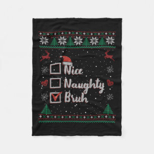 Kerstmis Nice Ondeugend Bruh Grappige Kerstman Lij Fleece Deken