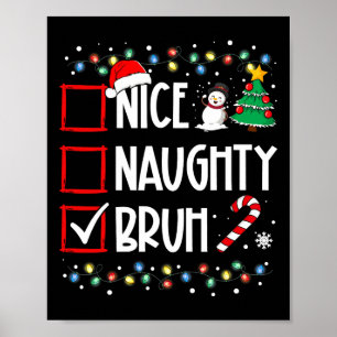 Kerstmis Nice Ondeugend Bruh Grappige Kerstman Lij Poster