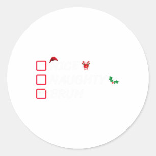 Kerstmis Nice Ondeugend Bruh Grappige Kerstman Lij Ronde Sticker