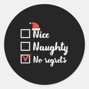 Kerstmis Nice Ondeugend Geen Spijt Grappige Kerstm Ronde Sticker
