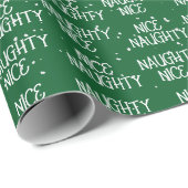 Kerstmis NICE ONDEUGENDE Tekst op Groen Cadeaupapier (Rol Hoek)