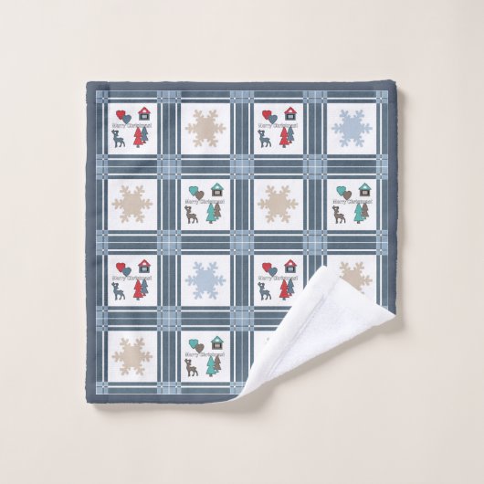 Kerstmis, nieuw jaar, herten bad handdoek (Wasdoekje)