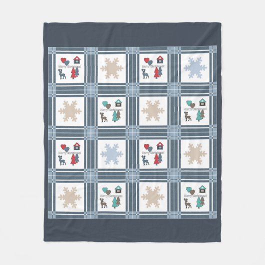 Kerstmis, nieuw jaar, herten fleece deken (Voorkant)