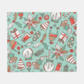 Kerstmis Nieuwjaar:  Hand getrokken Fleece Deken (Voorkant (Horizontaal))