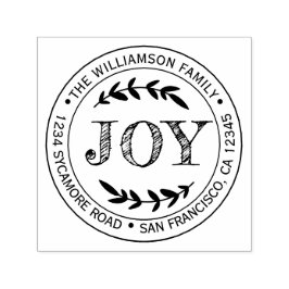 Kerstmis Nieuwjaar Vreugde Familie Ronde Retouradr Zelfinktende Stempel