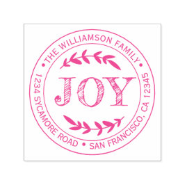 Kerstmis Nieuwjaar Vreugde Familie Ronde Retouradr Zelfinktende Stempel