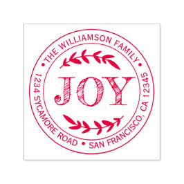 Kerstmis Nieuwjaar Vreugde Familie Ronde Retouradr Zelfinktende Stempel