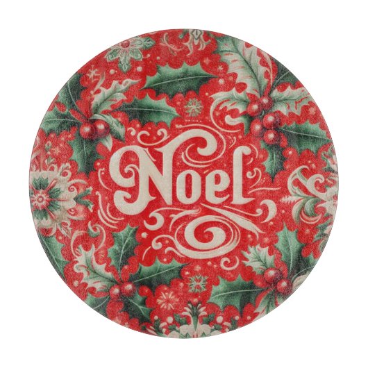 Kerstmis Noel Rood & Groen Snijplank (Voorkant)