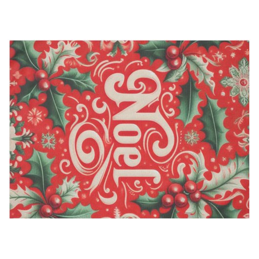 Kerstmis Noel Rood & Groen Tafelkleed (Voorkant (Horizontaal))